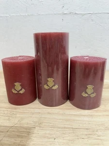 MacKenzie-Childs Beeswax Pink Bands Pillar Candles, Set of 3 unused - Bild 1 von 7
