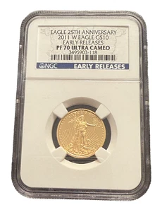 US 2011 Gold 1/4 oz $10 NGC PF70UC Proof Gold Eagle - Picture 1 of 2