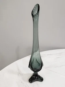 Vintage Viking Epic Steel Smoke Charcoal 12.5” Drape Tri Footed Swung Vase - Picture 1 of 8