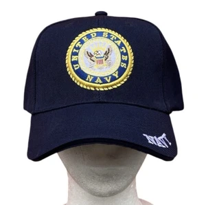 CAPPELLO BERRETTO EMBLEMA LOGO INSEGNA US MARINA USN CON LICENZA DELUXE RICAMATO BLU - Foto 1 di 4
