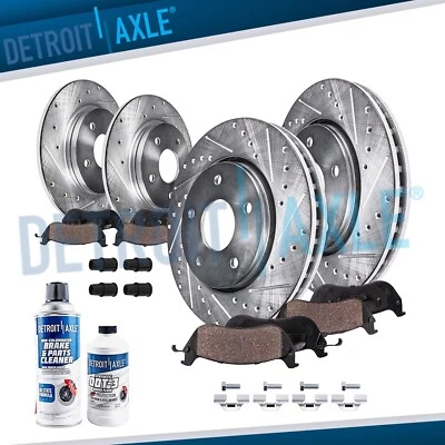 Front & Rear DRILLED Disc Rotors Ceramic Brake Pads Kit for VW Golf Jetta Beetle - Image 1 of 4