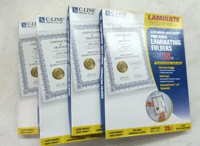 C-line Quick Cover Laminating Folders 4 Pack 12 Mil 25/Pack Clear Heavyweight - Image 1 of 4