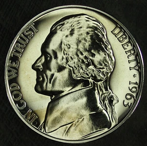1963 Proof Jefferson Nickel ☆☆ Ideal für Sets ☆☆ frisch aus Proof Set ☆☆ 212 - Bild 1 von 2