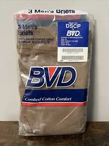 Vintage DSCP Militär Herren Slips Gr. 32 braun 3er-Pack Unterwäsche Baumwolle BVD, HERGESTELLT IN DEN USA - Bild 1 von 5