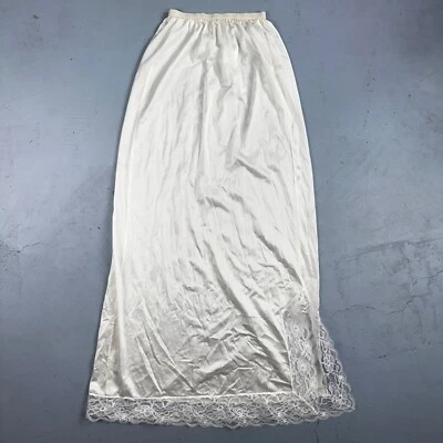 Velrose Women Slip Skirt Lace Hem Elastic Waist White Small VTG Lingerie - Image 1 of 4