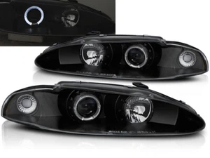 Headlights for Mitsubishi Eclipse 1995 1996 VR-1391 Angel Eyes Headlamps Black - Picture 1 of 1