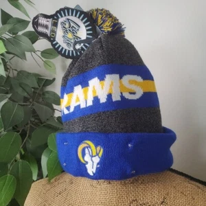 NEW NFL LED Los Angeles Rams Knit Beanie Pom Pom One Size Light 'Em Up Football - Picture 1 of 7