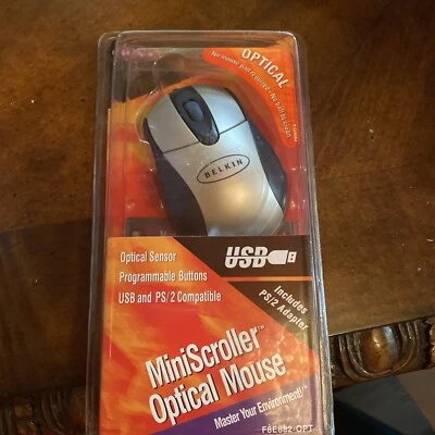 NEW Belkin USB MicroScroller Optical Mouse F8E882-OPT USB & PS/2 Compatible - Image 1 of 4