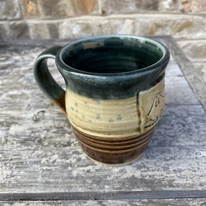 Handmade Signed Pottery Coffee Mug Cup “The Coffee Mill” Signed Campbell 2015 - Picture 1 of 6