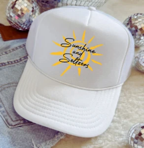 Sunshine and Seltzers, White, Men's and Women's Otto Brand Trucker Hat - Picture 1 of 5