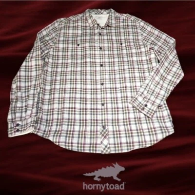 Horny Toad & Co Men's Long-sleeve Button Front Plaid Shirt  Cream/Maroon XL - Image 1 of 4