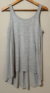New Eileen Fisher Heather Gray Silk /Cotton Sz S Mixed Media Hi Lo Tank Top - Picture 1 of 6