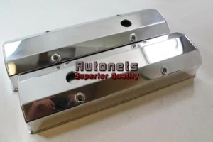Polish Fabricated Aluminum Small Block Chevy Valve Covers SBC Hot Street Rod 350 - Picture 1 of 2