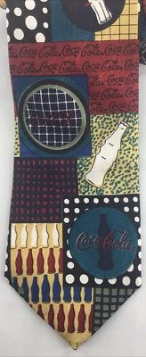 Coca Cola Abstract Y2K USA Made Polyester Vintage Necktie Neck Tie 56" - Image 1 of 3