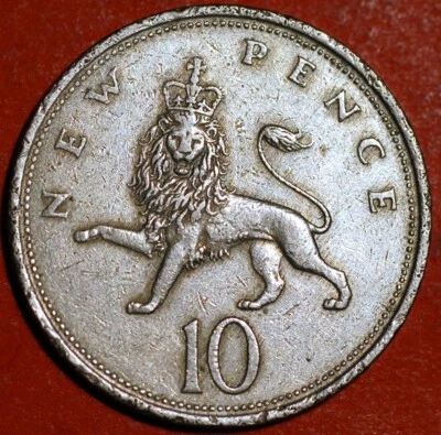 Gran Bretaña 10 peniques nuevos 1968 KM# 912 Foto 1 de 2