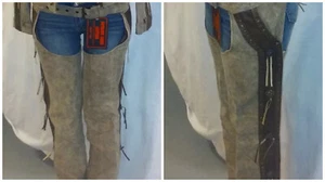 Women's Two Tone Brown Leather Motorcycle or Western Chaps 4302 - Picture 1 of 2