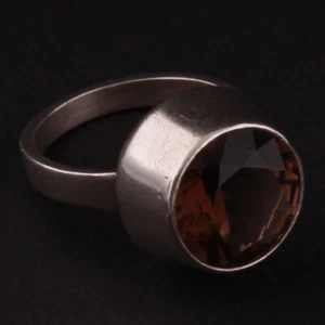 Anillo de ley hecho a mano con cuarzo ahumado. Plata. DINAMARCA. MUY RARO - Imagen 1 de 6