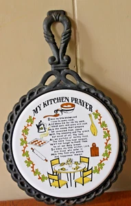 Cast Wrought Iron Ceramic Tile Kitchen Prayer wall Hanging Hot Plate - Bild 1 von 10