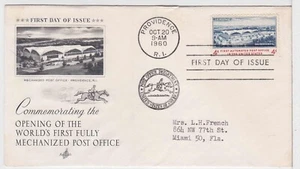 TurtlesTradingPost- First Mechanized Post Office 1960  #1164 FDC Artcraft - Picture 1 of 1