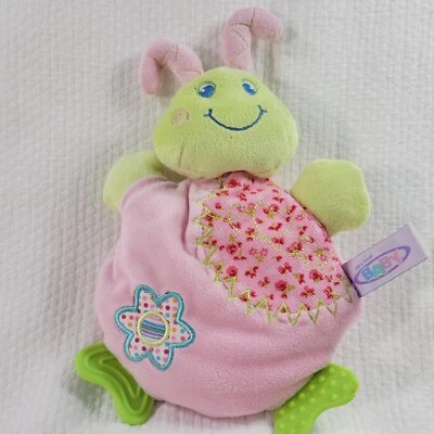 Mary Meyer Baby Ladybug Plush Rattle Bug Insect Pink Teether Flower Green Lime - Image 1 of 4