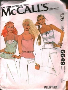 6649 Vintage McCalls NÄHMUSTER Misses 1970er Jahre Pullover Tank Top Sommer 8 OOP - Bild 1 von 2