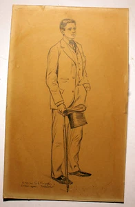 P.G.JEANNIOT/DESSIN ORIGINAL/PORTRAIT DE PAUL CHARPENTIER/DEGAS/TRES BEAU DESSIN - Picture 1 of 1