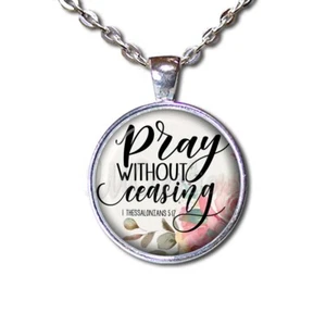 Collar colgante de vidrio hecho a mano versículo bíblico espiritual orando sin cesar - Imagen 1 de 10