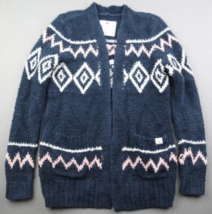 Girl's Abercrombie and Fitch Fleece Open Cardigan Blue Pink White Size 11/12 - Picture 1 of 7