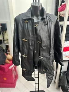 Giacca In Pelle Uomo Man Modello Pompiere Tg48 Nero LLV1212 - Picture 1 of 11