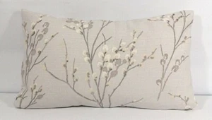Handmade Bolster Cushion Cover Laura Ashley Pussy Willow Dove Grey Background - Picture 1 of 2