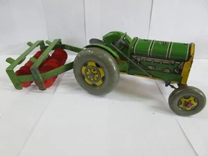 VINTAGE METTOY PLAYTHINGS TIN TRACTOR & PLOW - Picture 1 of 15