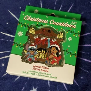 Spilla Disney Parks esclusiva 2021 Natale conto alla rovescia Lilo & Stitch Babbo Natale LE - Foto 1 di 1
