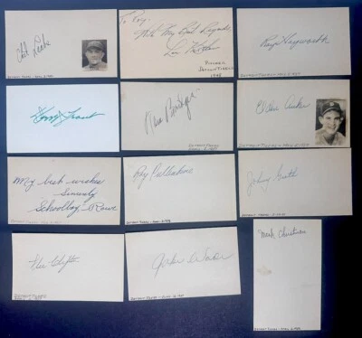 1930s Detroit Tigers Signed Index Card Lot 12 Tom Bridges Schoolboy Rowe Vintage - Image 1 of 4