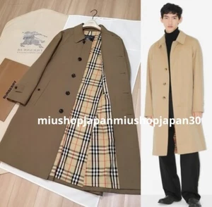 BURBERRY Trench Coat Authentic Vintage Balmacaan Long Check Khaki/Brown 170/M - Picture 1 of 12