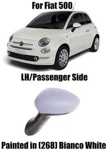 Espejo eléctrico para puerta de ala Fiat 500 2008 pintado de blanco blanco lado izquierdo N/S - Imagen 1 de 2