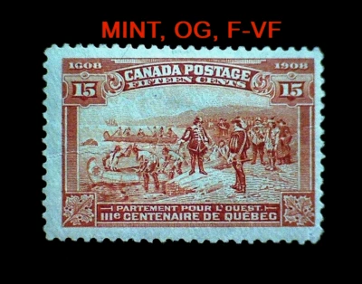 *MINT, OG, F-VF, LHR* Canada Scott #102 Quebec Tercentenary Issue 15c - Image 1 of 4