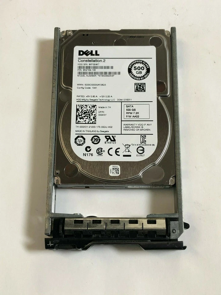 00X3Y DELL 000X3Y 500GB 7.2K SATA 2.5 6Gbs HDD ST9500620NS Server  hard drive - Image 1 of 1