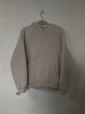 American Eagle Hoodie Sweater Extra Small Cream Teddy Sherpa Fuzzy Sweatshirt - Image 1 of 4