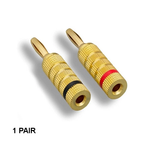 KNTK Pair of Close Screw Gold-plated Banana Plug Audio adapter for Speaker Wires - Image 1 of 1