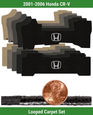 Juego de alfombrillas clásicas personalizadas para Honda CR-V '01-06 con logotipo (2 piezas) #SI4 Foto 1 de 4