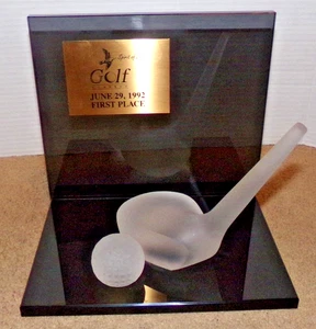 8.5 Tall Glass Crystal 1st Place Trophy Spirit of Life Golf Classic Florida 1992 - Picture 1 of 13