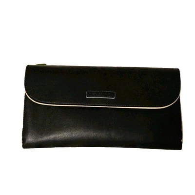 NWT Vera Bradly Flap Clutch or Shoulder Bag Black Tan Trim - Image 1 of 4