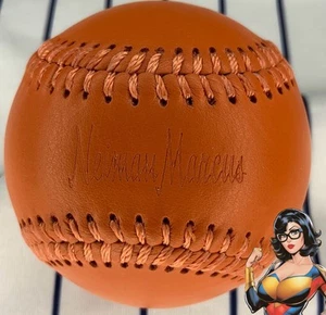Spinneybeck Leather Neiman Marcus Logo Orange Baseball Ball Souvenir - Picture 1 of 7