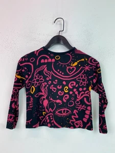 Desigual Black Pink Abstract Long Sleeve Graphic Cotton Top Age 5/6 - Picture 1 of 8