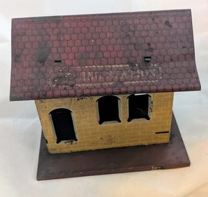 Vintage J. Chein Bing Ives? Vorkrieg Spur O Blech Litho Bahnhof 6" x 4. 5" - Bild 1 von 9