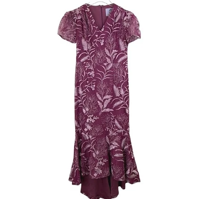 JS Collections KATIE GOWN MERMAID MAXI Dress 6 CERISE/MAUVE Embroidered HIGH-LO - Image 1 of 4