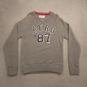 Aeropostale Pullover Herren XL grau Rundhals Strickpullover AERO 87 Logo - Bild 1 von 10