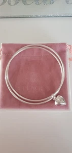 Silver by Mail Two String Bangles Interlocked By A Silver Heart Bracelet - Picture 1 of 7