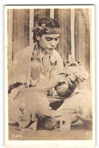 RPPC Nabor Feliz Netzahualt Native American Indian Sculptor Pueblo, NM Rare Vtg - Picture 1 of 2
