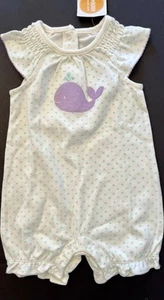 NWT Infants 3-6 mo Gymboree NEWBORN ESSENTIALS Whale Aqua Dot ROMPER one-piece - Picture 1 of 4